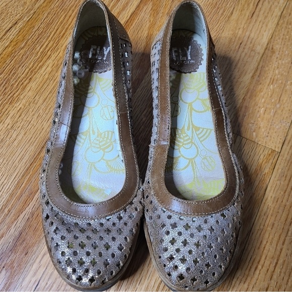 Fly London Women's Tan Perforated Loafers - Picture 1 of 8